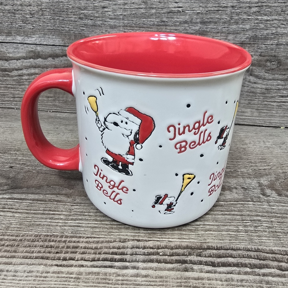 Peanuts snoopy as santa  & woodstock Red christmas Mug NWT